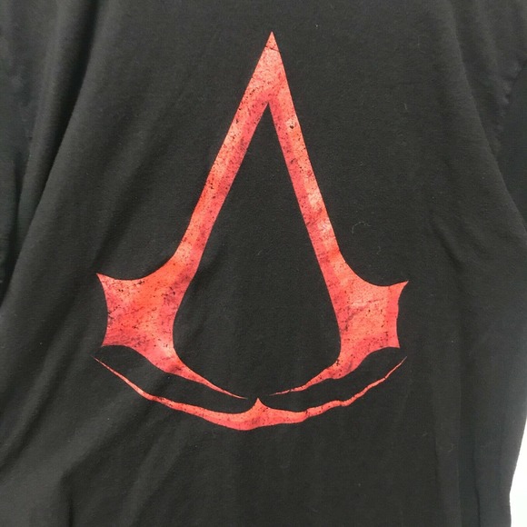 Assassins Creed Original Red Logo Large Black Tee T-Shirt Video Game - Picture 1 of 4